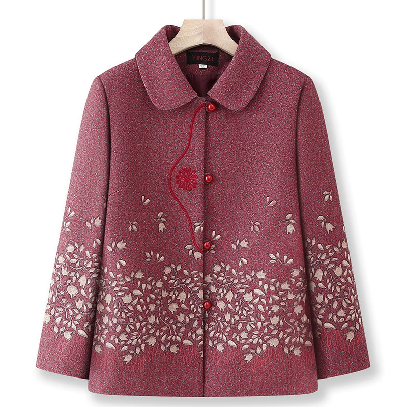 Бабушка весеннее пальто женское 2025 новый средний и пожилой женский костюм мама весна чужой топ старуха одежда