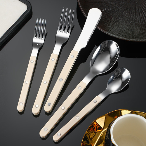 304 stainless steel cutlery handle, ABS rivet handle, marble steak knife, fork and spoon, butter knife, dessert spoon and fork
