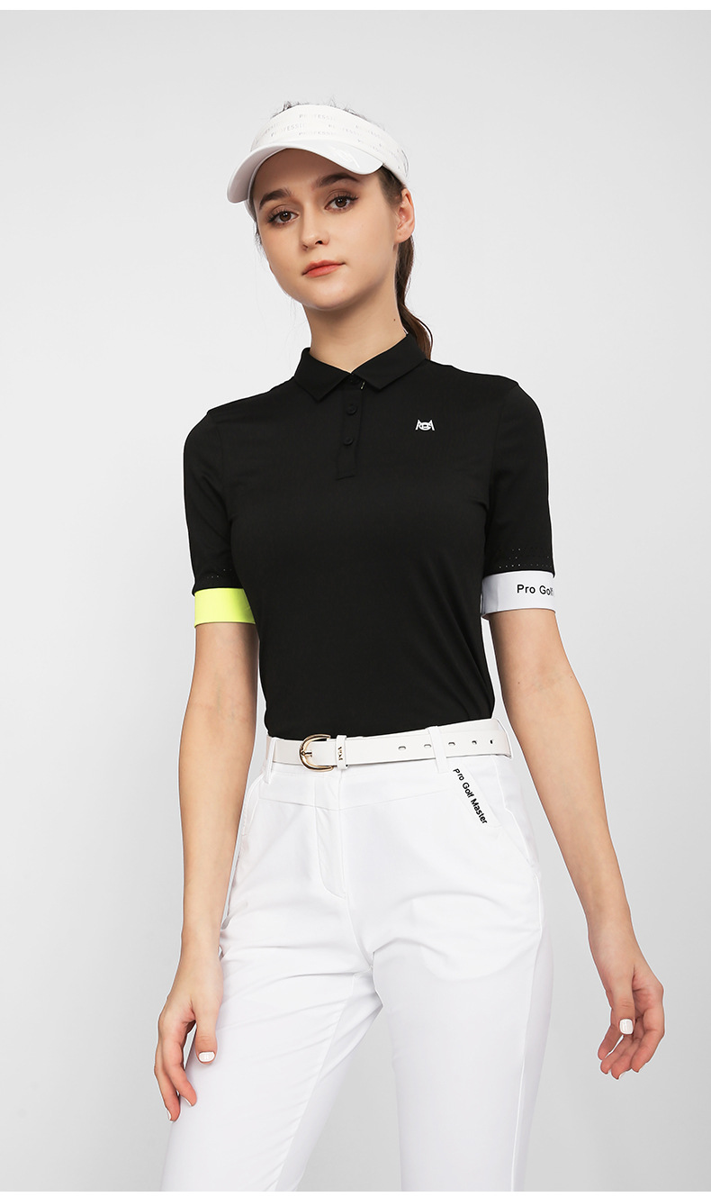 Áo thun nữ golf PGM tay ngắn phối màu thoáng khí — YF564-Áo màu trắng, YF564-Áo màu đen, KUZ149-Quần màu xanh nước biển, KUZ149-Quần Trắng chi tiết 10