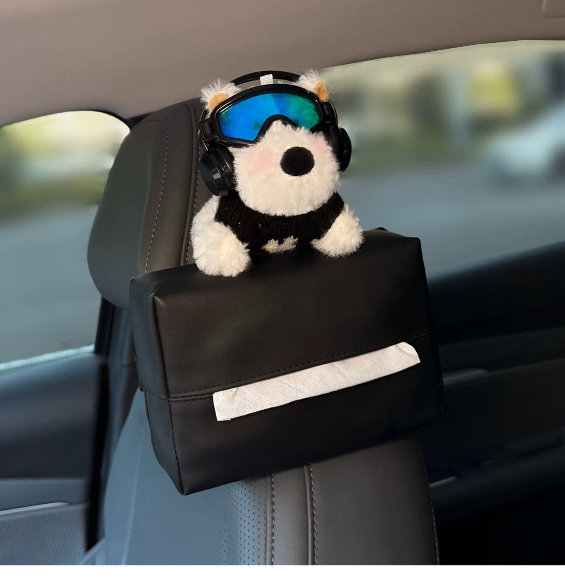 2026 New Cute West Highland Car Tissue Box, Hanging Type for Car Back Seat Headrest, High-End Style for Women