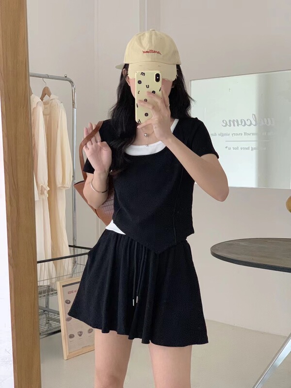 victory2 Casual Academy Style Fashion Stylish suit Spring and Summer New Irregular Top Skirt Two-piece Set victory2 Casual Academy Style Fashion Stylish suit Spring and Summer New Irregular Top Skirt Two-piece Set