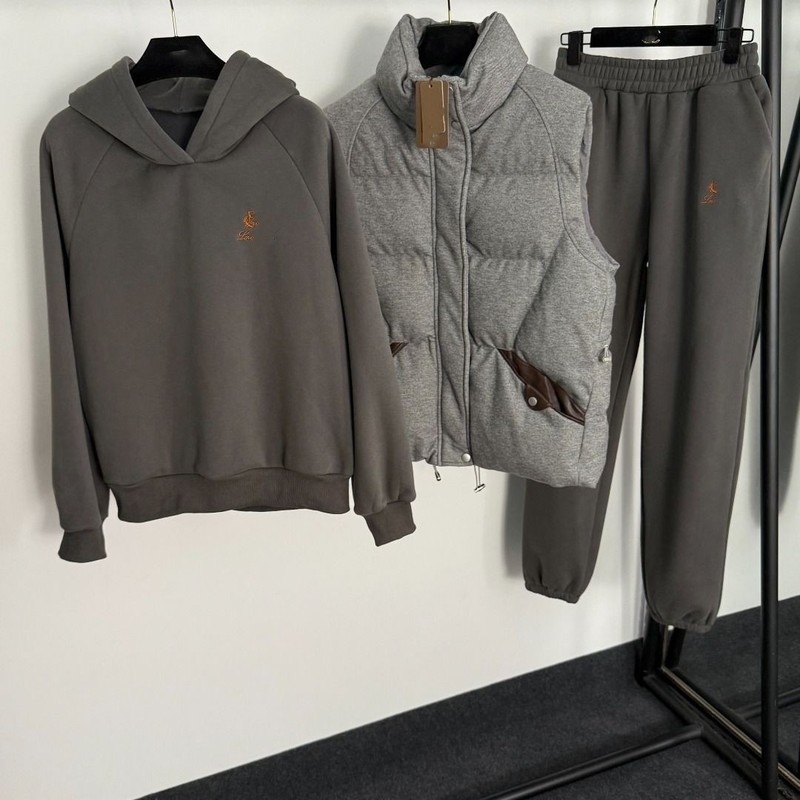 灰色运动服套装女春秋欧美风美式棉宽松马甲卫衣哈伦裤休闲三件套|undefined