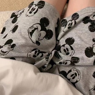 Gray Mickey Summer Pajamas Thin Shorts Japanese Style Sweet and Cute Cartoon Home Pants Plus Size Girls Pajamas