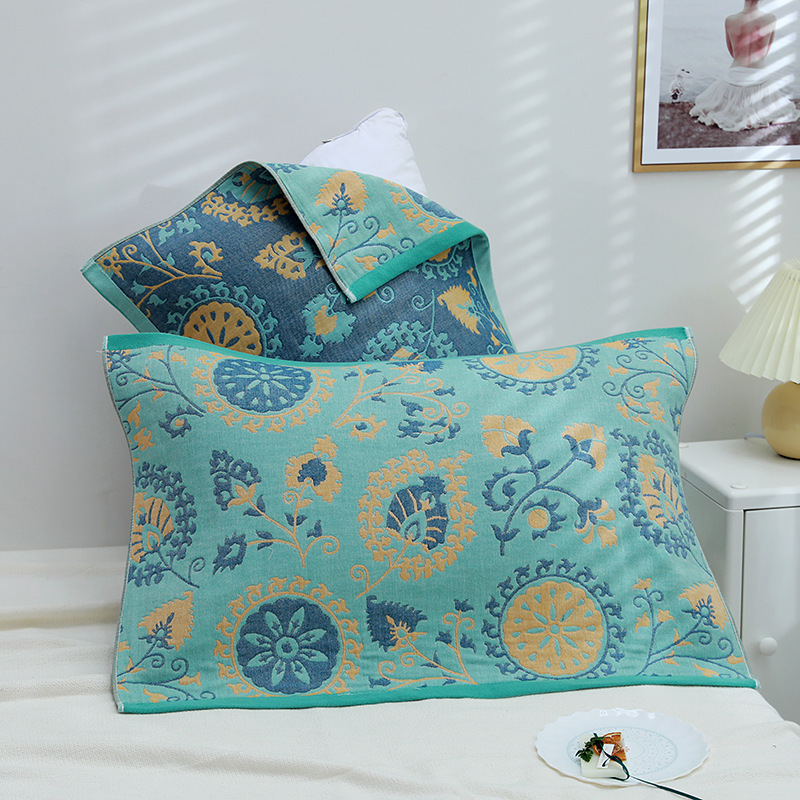 Five-layer gauze cotton pillowcase Single-season student couple pillow cover gift set wholesale