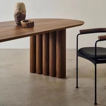 中古风实木餐桌书桌大板茶桌一体侘寂风民宿洽谈桌设计师办公桌子