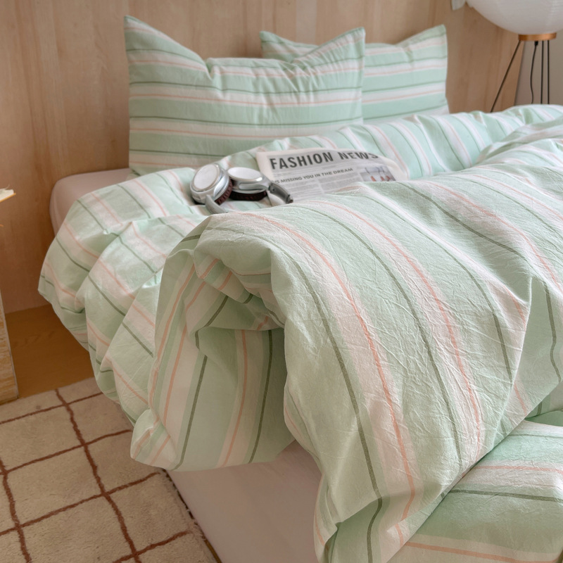 Cama de lavado de algodón de clase A, cuatro piezas de sábanas de algodón de lavado, colchón de cama, dormitorio de estudiantes, tres piezas de cuatro temporadas