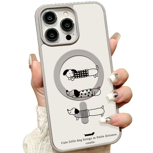 Magsafe Transparent Magnetic Case for Apple iPhone 15 Pro Max - New 13 Couples Cartoon 16 Anti-Slip 15