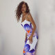 European and American style 2024 summer hot new fashion printed multi-color temperament suspenders street style hip bag dress women
