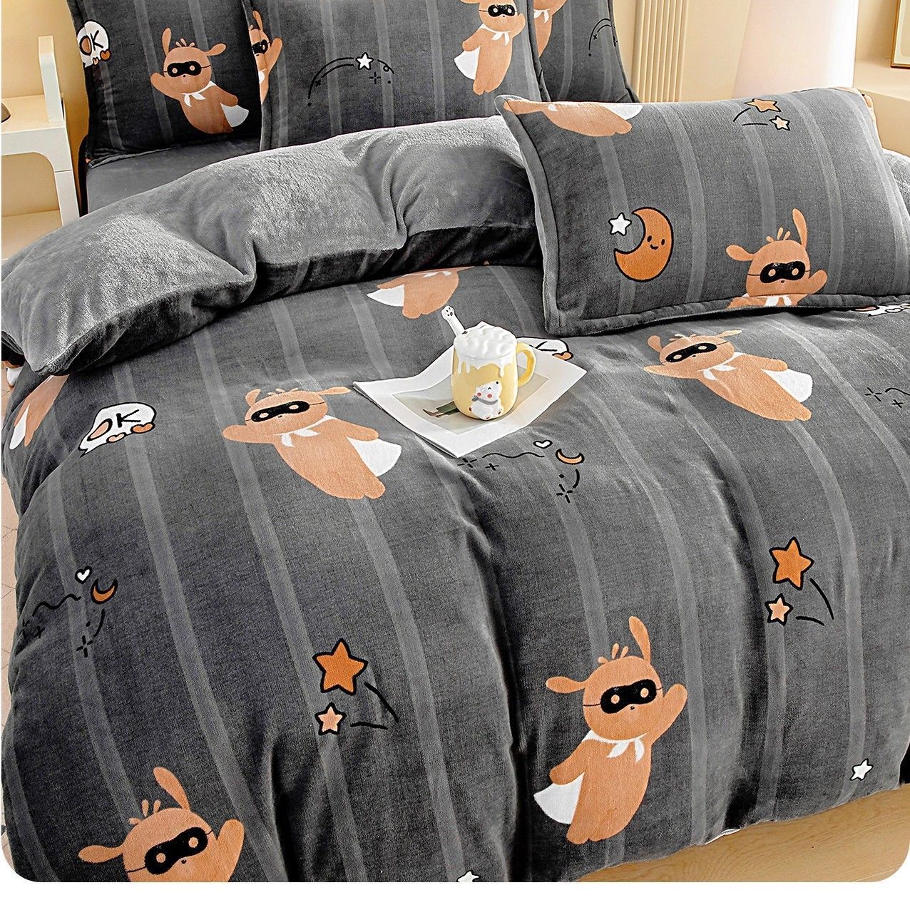 Invierno de lana de leche de lana de coral una sola pieza de lana de doble cara cubierta de lana cálida de franela de invierno para una sola persona