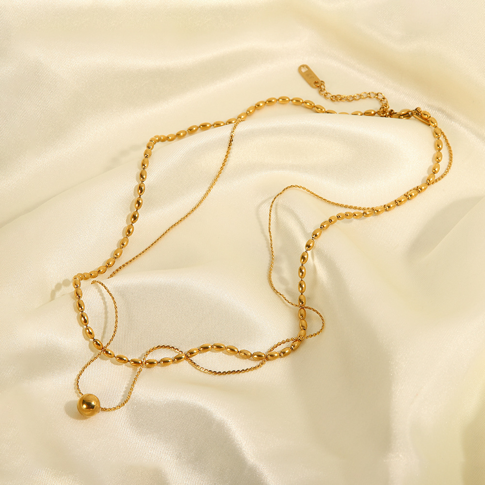 Fashion Geometric Stainless Steel Plating Layered Necklaces