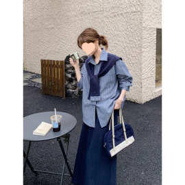 春秋冬韩版大码洋气半身裙衬衫披肩休闲三件套胖mm时尚显瘦套装女