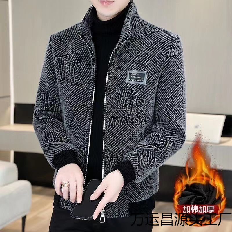 코트 자켓 밍크 남성 모직 코트 코트 한국 모직 겨울 코트 남성 Houndstooth 그레이