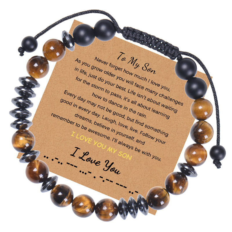 Geometric Pattern Retro Geometric Natural Stone Tiger Eye Men'S Bracelets Men Beaded Bracelets