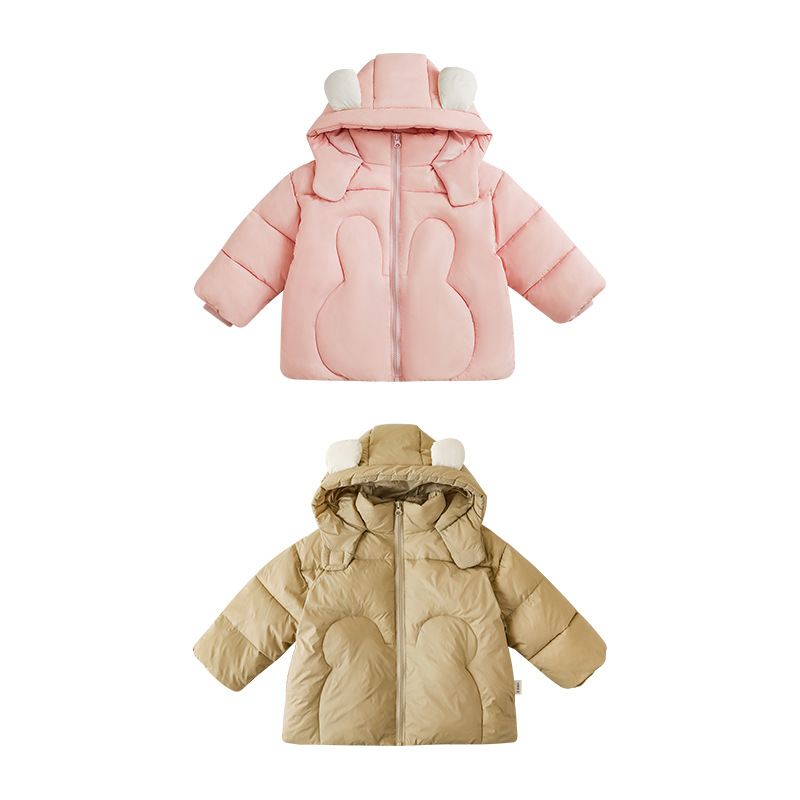 Qiuduo lindas lindo dibujos animados cálido algodón acolchado chaqueta 2024 invierno nuevos niños de estilo coreano Chaqueta de algodón acolchado bebé Chaqueta de algodón acolchado grueso