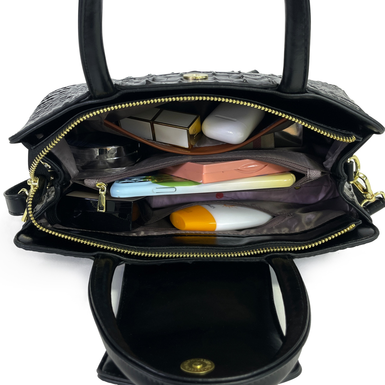 Women's Shoulder Bag With Crocodile Pattern Large Fashion Handbag_voghion.com