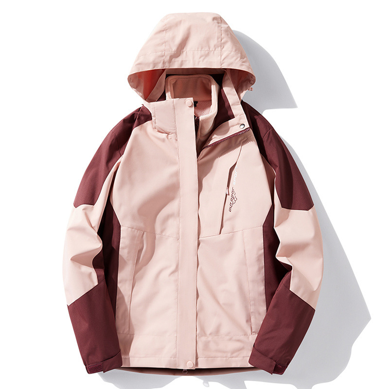 Chaqueta Impermeable de Exterior de Poliéster, Impermeable, Capucha desmontable, para Actividades al Aire Libre