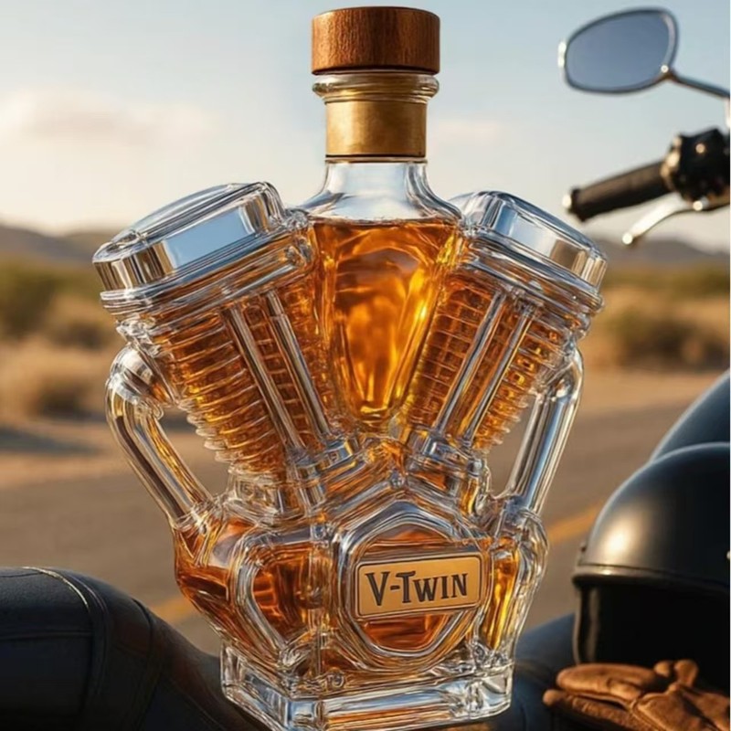独立站新品V-Twin Whiskey Bottle工艺酒瓶发动机酒瓶威士忌瓶|undefined