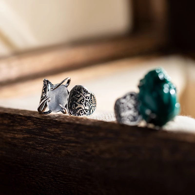 S925 Sterling Silver Vintage Adjustable Ring Setting For Gemstones_voghion.com