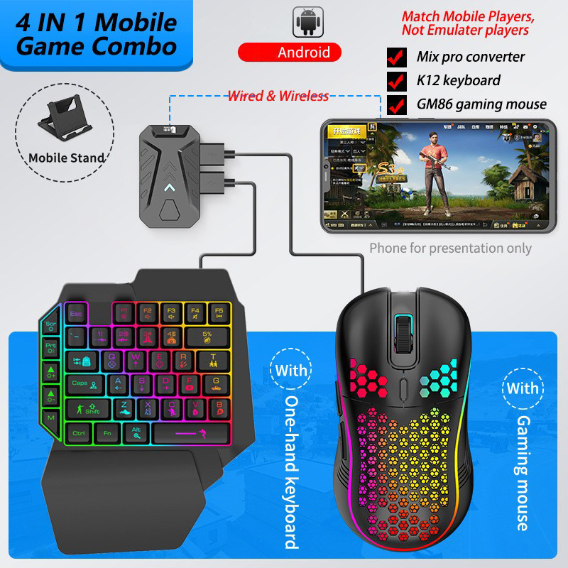 Jiaying Mobile Gamepad Convertidor de teclado y mouse Trono de trono Android Chicken Eating Eating Detector Accesorios periféricos