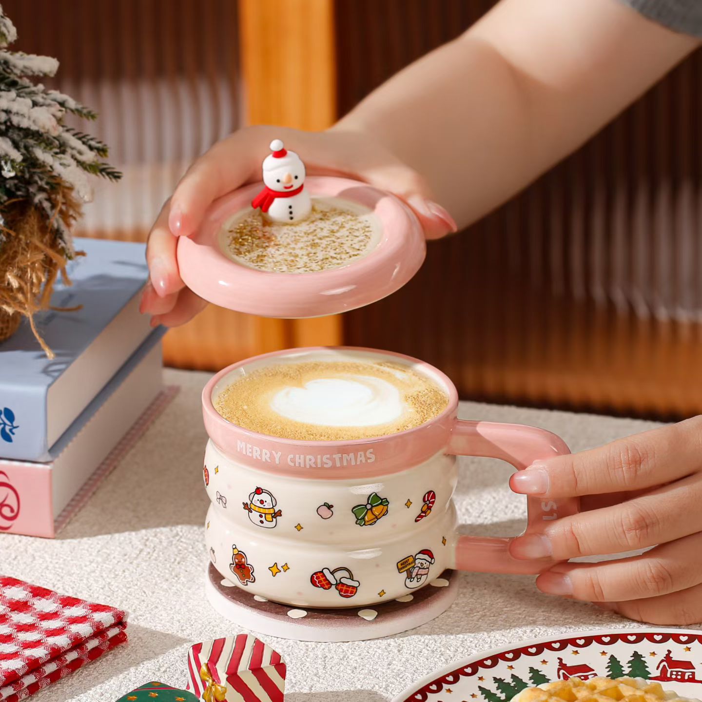 Personalidad creativa taza de cerámica navideña acompañante regalo alto valor de cara transfronterizo exclusivo taza de café con tapa taza de agua