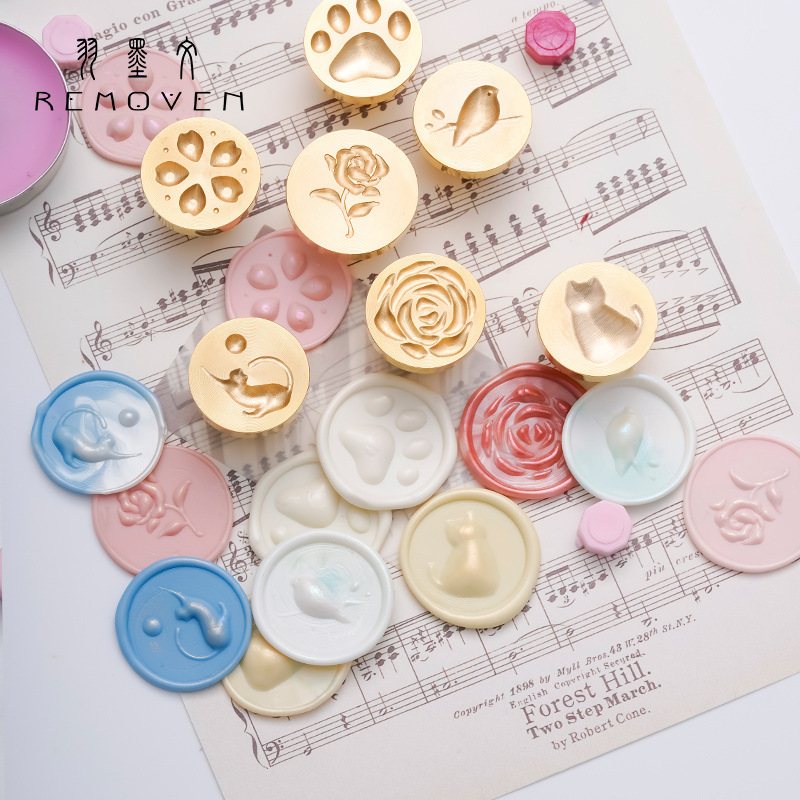 Original alivio fuego pintura sello cabeza estudiante DIY mano cuenta decoración Sello Europeo retro sobre fuego cera impresión cabeza de cobre