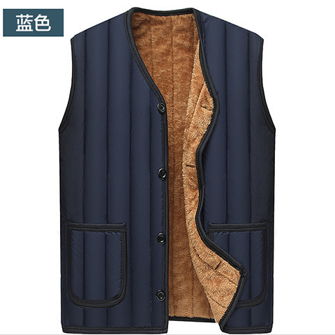 Chaleco de mediana edad y ancianos Chaleco de invierno de los hombres forrado de lana engrosada Chaleco de algodón cálido papá desgaste Chaleco de los hombres más el Tamaño 60