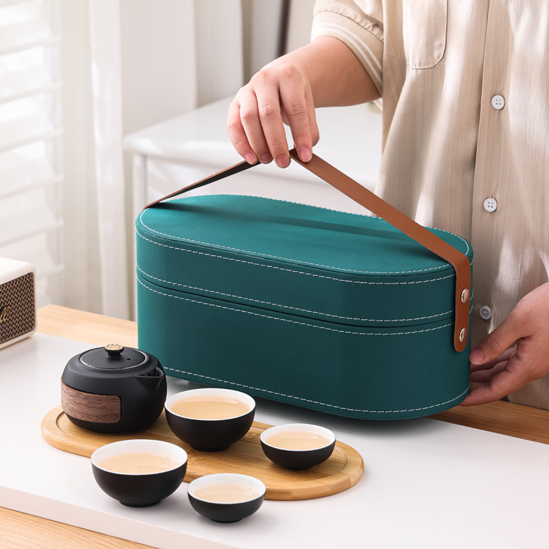 Juego de Té de Viaje Portátil de Cerámica con Taza Rápida