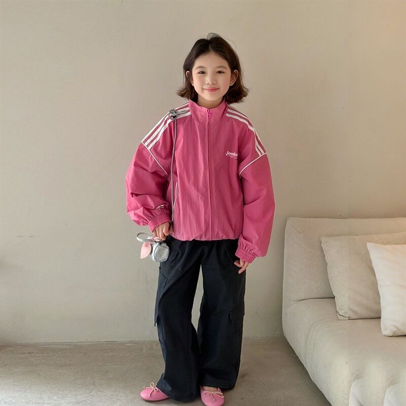 Girls' American-Style Sports Jacket 2026 Spring/Summer New Children's Stand-Collar Jacket Top for Older Kids Sun Protection Trendy Clothing