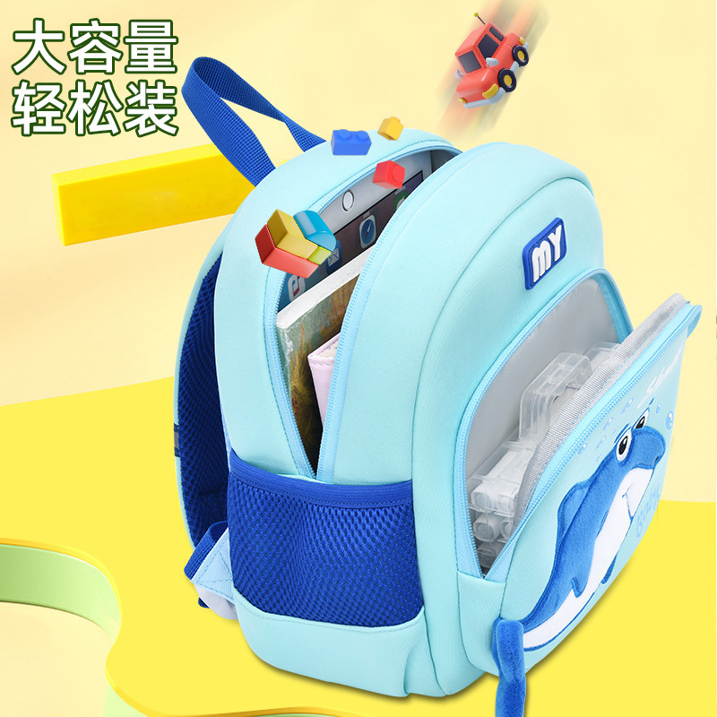 Nuevo tiburón lindo kindergarten Mochila pequeña, mediana y gran clase de protección de la columna vertebral material de buceo niños mochila fabricante en stock