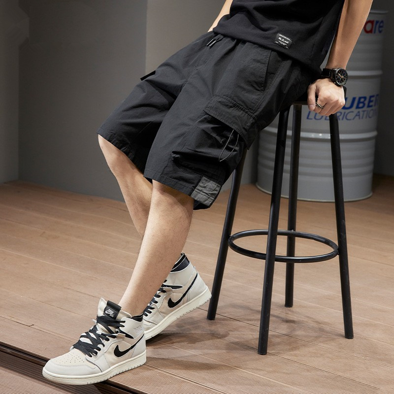 Summer Pure Cotton Shorts Men's Thin Outer Wear Overalls Five-point Pants Ins Popular Brand Loose plus size Fat Men's Five-point Casual Pants