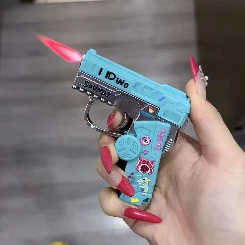 Nueva punta de dedo plegable giroscopio pistola encendedor novio celebridad de Internet inflable a prueba de viento rotación creativa descompresión personalidad image 16
