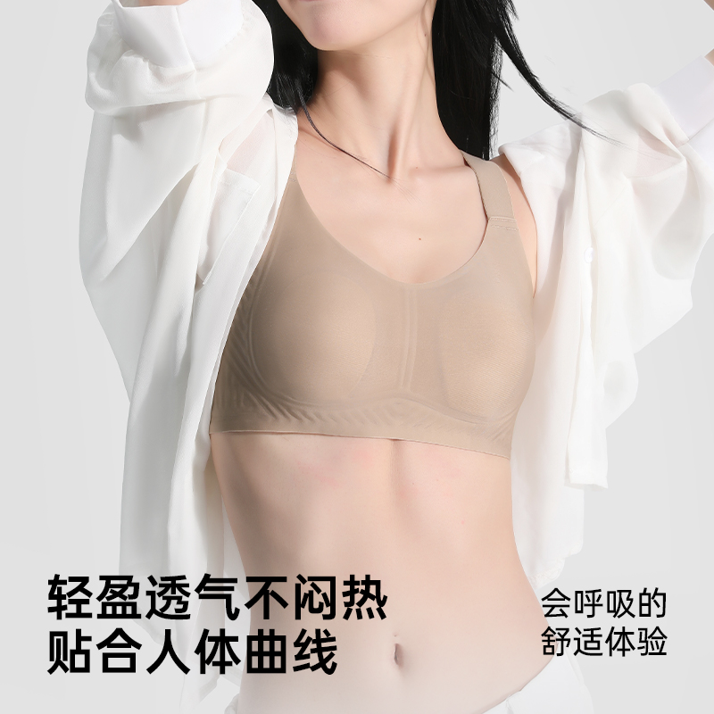 Xiangmi Women's Summer Thin Bra for Large Busts, Minimizing, Anti-Sagging, Side Breast Gathering, Seamless, Comfortable, Wireless Adjustable Bra