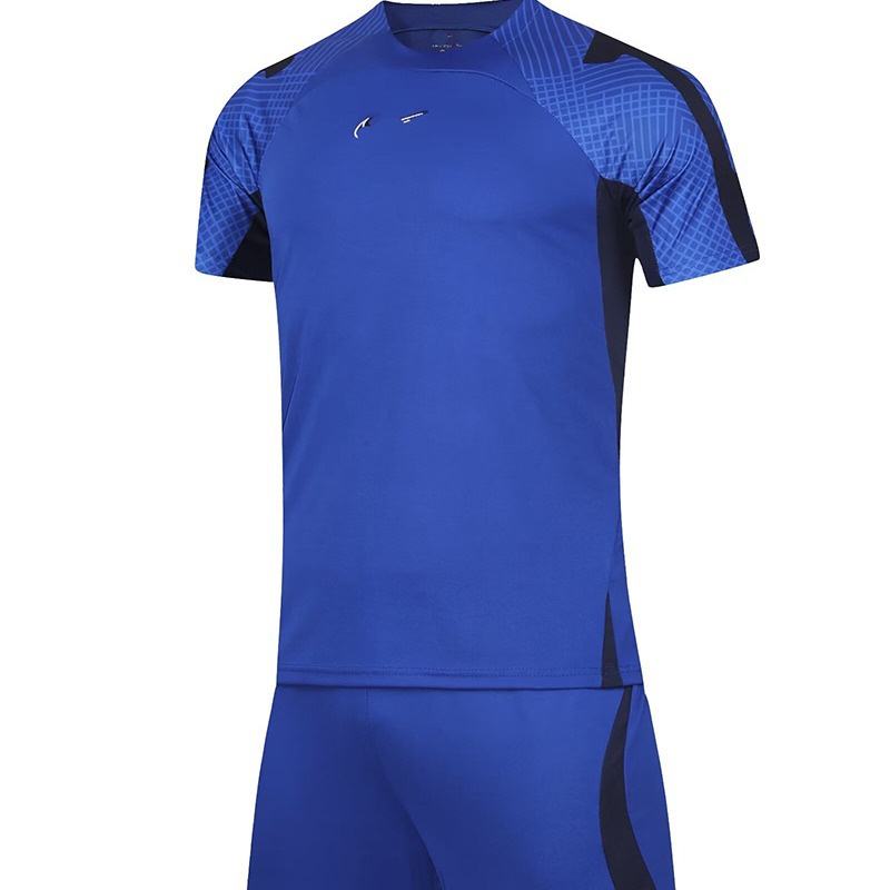 Ropa de fútbol al por mayor de comercio exterior, traje de logotipo, traje de partido de entrenamiento de equipo masculino, traje de fútbol de secado rápido de manga corta, número de impresión