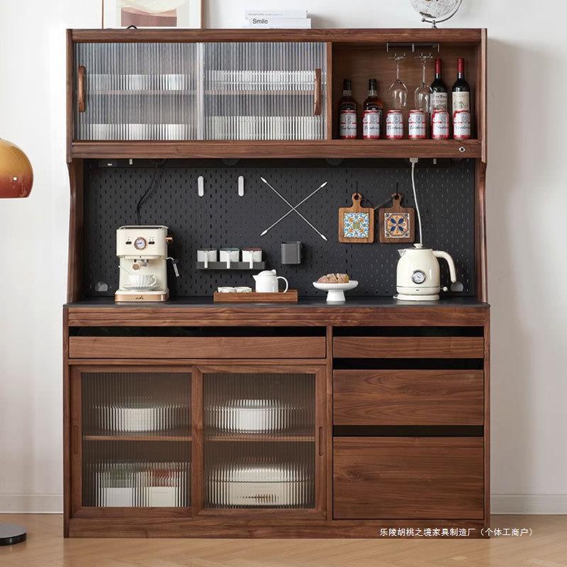 North American Black Walnut Solid Wood Sideboard Tea Cabinet Simple Slate Wine Cabinet Storage Wall-Mounted Integrated Red Wine Cabinet
