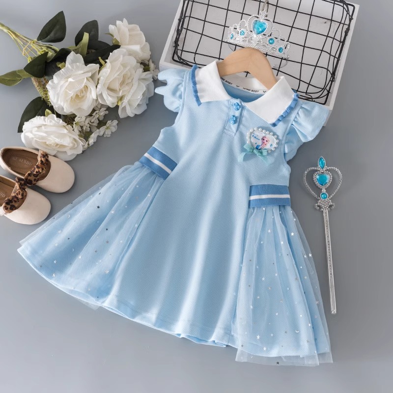 Girls Elsa Princess Dress Summer 2024 New Children's Summer Dress Western Style Dress Baby Summer dress Elsa