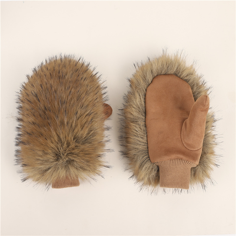 Nuevos guantes de peluche de otoño y invierno japoneses guantes de bicicleta calientes a prueba de frío más guantes de peluche gruesos dedos sofocados guantes lindos al por mayor