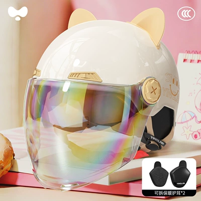 Scooters, Women's 3C Certified, All-Season — Motosiklet kaskı (dəbilqə) - 3c-single-lens-powder-colorful-long-lens-heatmax-detachable-ear-protection-one-size-fits-all
