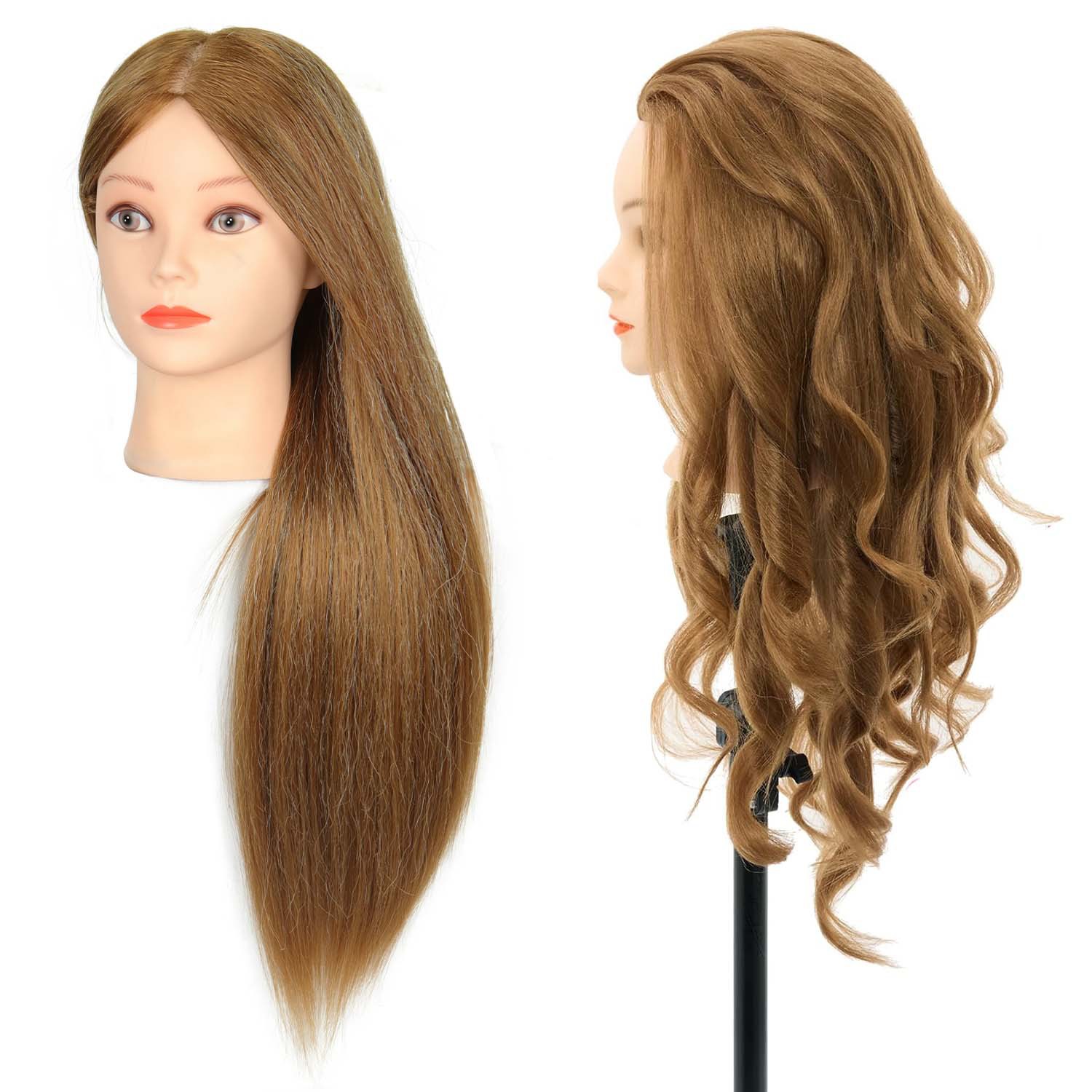 55cm cabello humano rubio + soporte pequeño