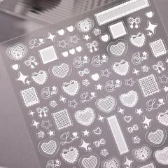 ホワイトレースラブネイルアートステッカー 5D レリーフ立体多用途レースネイルステッカージュエリー CA スタイル