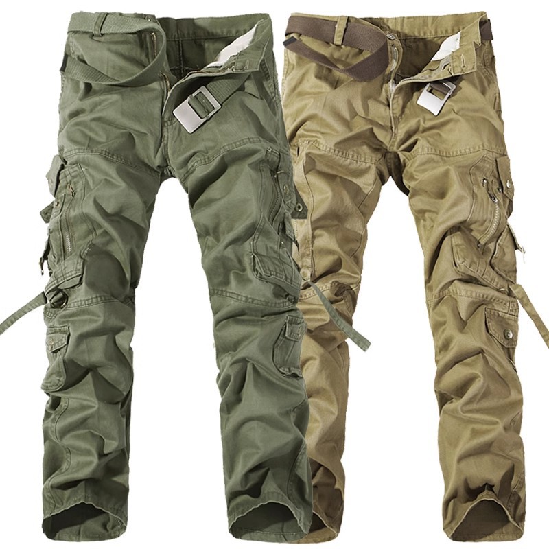 Perennial Bulk Foreign Trade Plus Fertilizer Plus Size Men's Cargo Pants Pants Solid Color Large Size Multi-Pocket Outdoor Cargo Pants