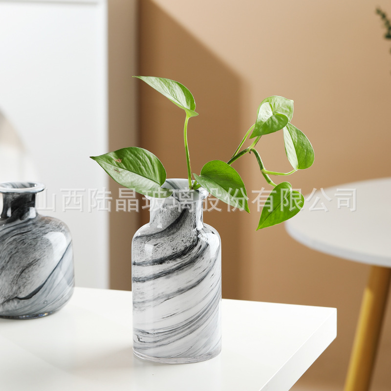 Jarrón de Cristal con Diseño de Niebla de Color Verdadero, Estilo Europeo, Jarrón de Cristal Hecho a Mano, Decoración para el Hogar, Adorno