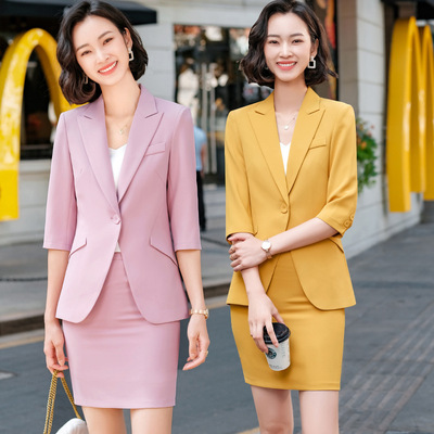 黄色西装套装女春夏2021年新款休闲时尚气质高端职业小西服外套夏