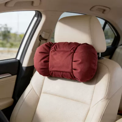 Leather, La Wenjie Bubble Style | Headrest - a-volcanic-red-bubble-suede-headrest