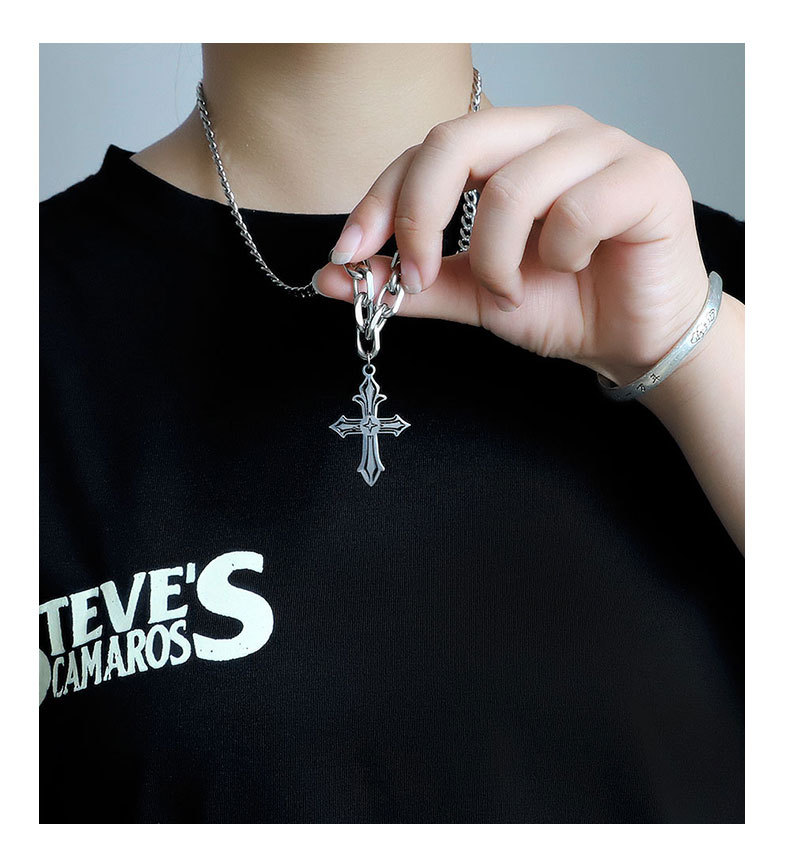 Hip-Hop Geometric Titanium Steel Polishing Pendant Necklace 1 Piece