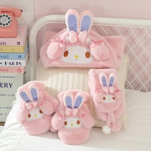 Pink tender and lovely melody bierino lamb plush scarf gloves hat girl's heart warm in autumn and winter