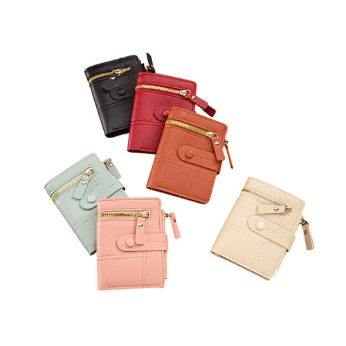 Bestselling Solid-Color Women's Wallet with Clasp, Spliced Strap, and Zipper — Short Card Holder & Coin Purse for Ladies