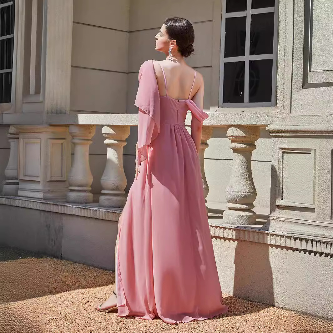 Europa y América del otoño y el invierno transfronterizo de comercio exterior de las nuevas mujeres sexy cabestrillo vestido de banquete vestido de color sólido