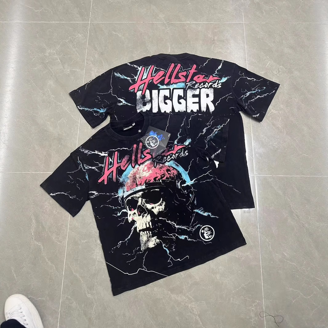 Camiseta Unisex de Manga Corta Hell, de Algodón Lavado y Vintage, con Estampado de Letras | Secado Rápido