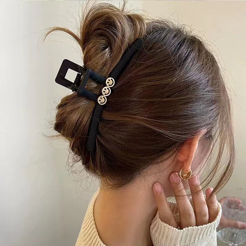 블랙 워드 클립 젖빛 웃는 얼굴 (약 13cm)