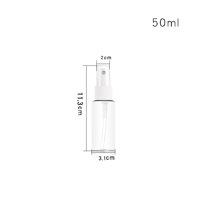 Botellas vacías en stock de 30ml, 50ml y 100ml, botellas de spray con pulverización fina lateral, botellas de plástico hidratantes recargables, botellas de spray.